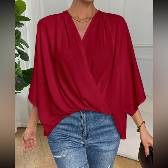 Boho batwing sleeve wrap blouse - Picture 2 of 14